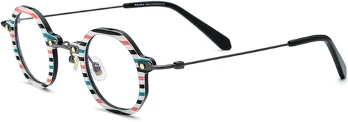 Vista 6 de FONEX Gafas de titanio con montura de acetato para hombre, 2022, nuevas gafas de polígono retro para mujer, gafas ópticas F85740