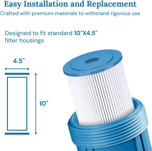 Vista 3 de Baleen Filters - Paquete de 8 cartuchos de filtro de sedimentos plisados de 10 x 4.5 pulgadas, 1 micrón, repuesto para HDX SPC-45-1001, Watts