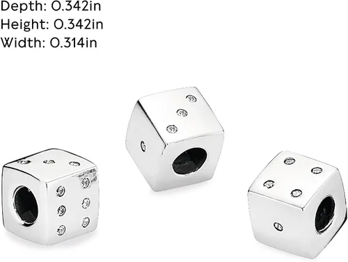Vista 6 de Pandora Pulsera con dije de dados Impresionante joyería para mujer Regalo para mujeres en tu vida Hecho con plata de ley y circonita cúbica, sin