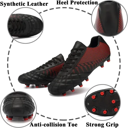 Vista 4 de ASOCO DREAM Soccer Shoes Mens Firm Ground Soccer Cleats Outdoor Indoor Athletic Football Shoes Professional Futsal Training Sneakers