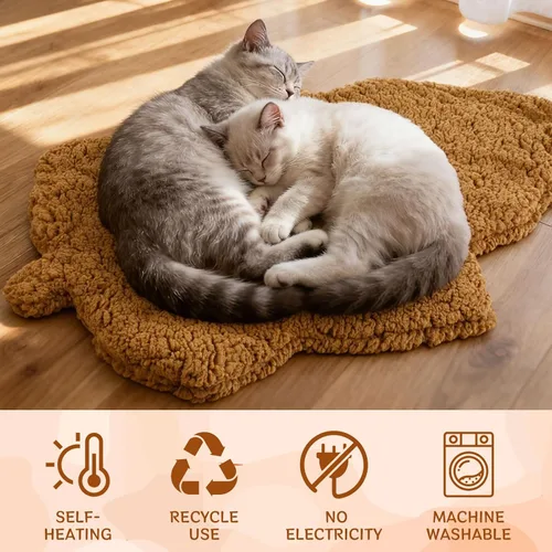 Vista 5 de Paquete de 3 camas autocalentables para mascotas con forma de hoja, autocalentable, tapete térmico lavable para erizo, conejo, planeador de azúcar