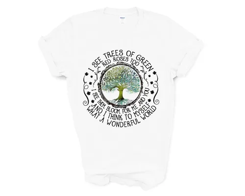 Vista 2 de I See Trees Of Green Red Roses Too Shirt, What A Wonderful World Tee, Poetic Sayings, Earth Day, Nature Lovers Gift, Plant Mom T-Shirt, Long Sleeve