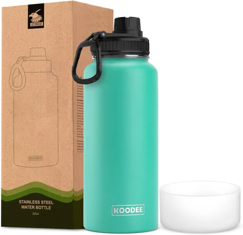 Vista 99 de koodee Botella de agua para niños, botella de agua de acero inoxidable de 12 onzas con aislamiento al vacío para la escuela, botella de agua de boca