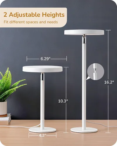 Vista 8 de EDISHINE - Lámpara LED de escritorio, lámpara de mesa con alto CRI 90+, 2 alturas ajustables 5%-100% regulable y 3 temperaturas de color, control
