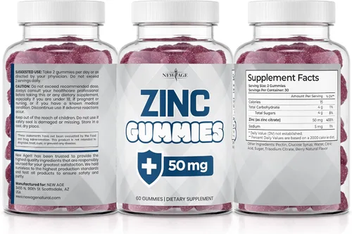 Vista 7 de NEW AGE Gomitas de zinc - Suplemento de zinc de 50 mg, suplemento inmunológico, antioxidante, sin OMG (60 unidades (paquete de 1))