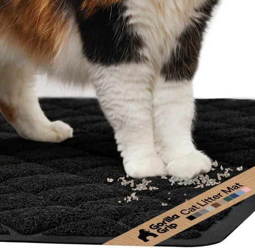 Vista 54 de GORILLA GRIP Tapete para caja de arena para gatos, resistente al agua, respaldo texturizado, fácil de limpiar, menos residuos y suelos limpios, 17 x