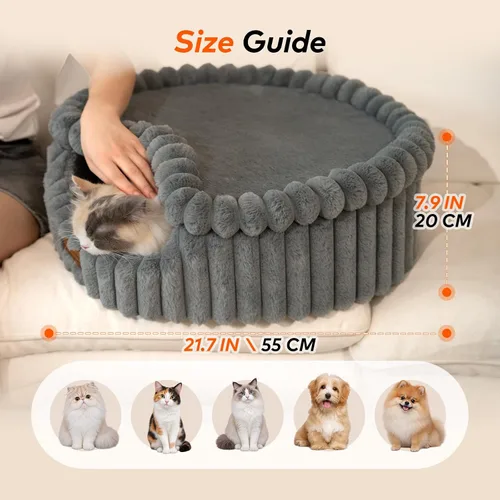 Vista 6 de CHEERPALS Cloud Cat Cave Bed for Indoor Cats Hooded Bed with Zipper((Grey)
