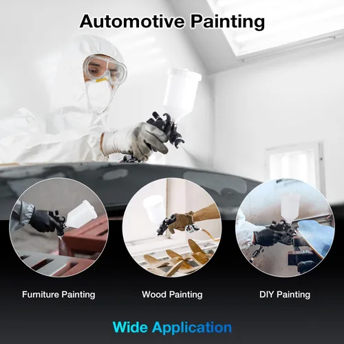 Vista 2 de YUZES HVLP Kit de pistola pulverizadora con 4 boquillas de 1.4/1.7/2.0/0.098 in - Pistola de pintura profesional para imprimación de automóvil, capa