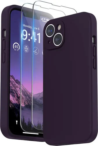 Vista 31 de SURPHY Compatible con iPhone 14 Funda con protector de pantalla (protección para la cámara y forro de microfibra suave) Funda de silicona líquida
