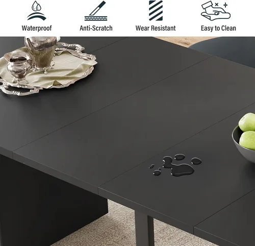 Vista 3 de weselon Mesa de comedor extensible de 42 a 105 pulgadas para 4 a 12, mesa de comedor ovalada expandible con base de pedestal estriada y pata