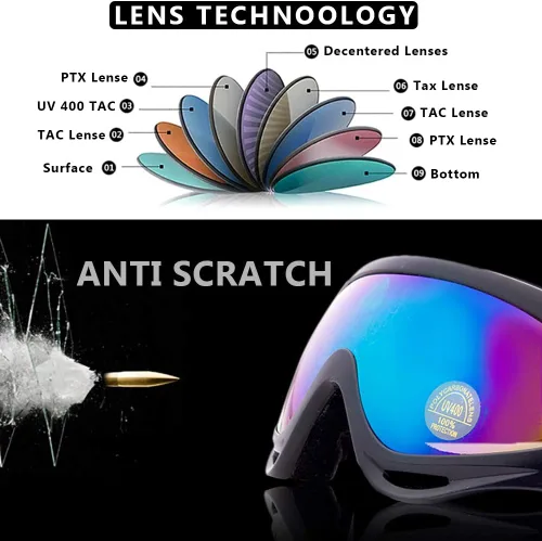 Vista 2 de Peicees Paquete de 4 gafas de esquí para mujeres, hombres, niños, deportes de nieve, motocicleta, snowboard