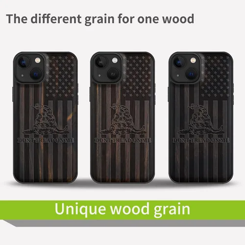 Vista 7 de Carveit Funda magnética de madera para iPhone 13 [madera natural y TPU suave] Funda protectora de madera única a prueba de golpes compatible