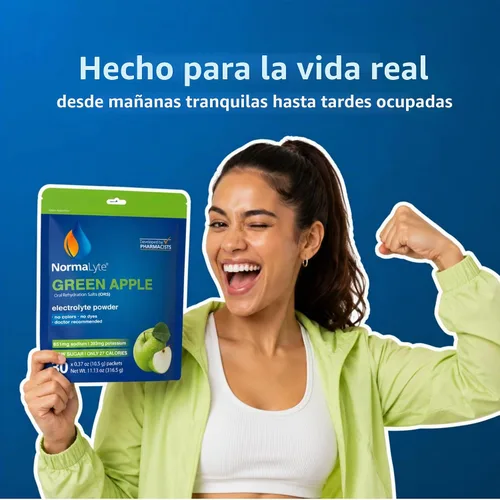 Vista 5 de NormaLyte Apple - Paquetes de polvo de electrolitos Mezcla de bebidas electrolíticas clínicamente estudiada 6 barras de hidratación efectivas
