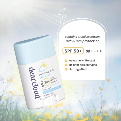 Vista 4 de dearcloud Protector solar en barra SPF 50+ PA++++ - Protector solar coreano (.68 oz) Fórmula vegana · Aloe Vera · Cica · Acabado de imprimación