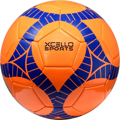 Vista 7 de Xcello Sports Balón de fútbol tamaño 4 gráficos surtidos (naranja, verde, azul marino) con bomba (paquete de 6)