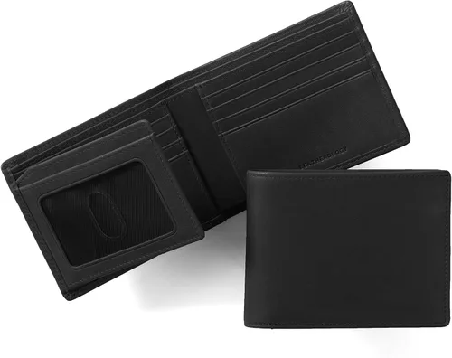 Vista 10 de Leatherology Billetera plegable de cuero para hombre con solapa para Negro Onyx