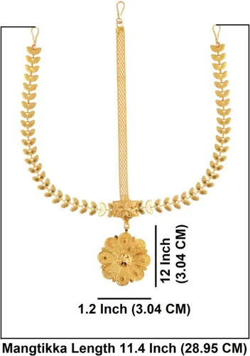 Vista 4 de Efulgenz Indian Gold Tone Floral Multilayer Chain Matha Patti for Women Hawaian Beach