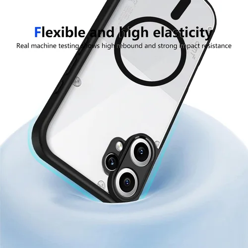 Vista 682 de Funda magnética transparente compatible con Xiaomi 17T, color negro 2 en 1 PC + TPU cubierta de teléfono a prueba de golpes, carcasa protectora
