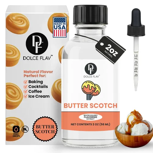 Vista 39 de Dolce Flav Extracto de mantequilla – 2 onzas soluble en agua, Kosher, sin azúcar, sabor concentrado de mantequilla de imitación para hornear