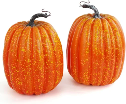 Vista 8 de WESAPPINC Calabazas artificiales, 12 piezas de calabazas falsas blancas, calabazas surtidas, grandes calabazas de imitación de cosecha