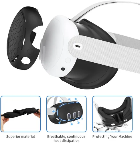 Vista 4 de RGEEK Compatible con accesorios Quest 3, cubierta facial de realidad virtual, cubierta de carcasa de realidad virtual, para Quest 3 controlador