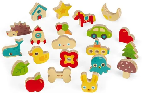 Vista 3 de Janod Juego de reconocimiento Memory Touch - 21 piezas de madera - Edades 3+ - J05318 Educational Play for Preschoolers - Sensory Development