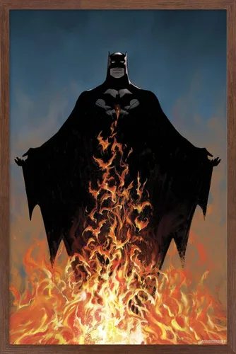 Vista 10 de Trends International DC Comics Batman - Póster de pared de fuego, 22.4 pulgadas de largo x 14.7 pulgadas, versión enmarcada de madera de granero