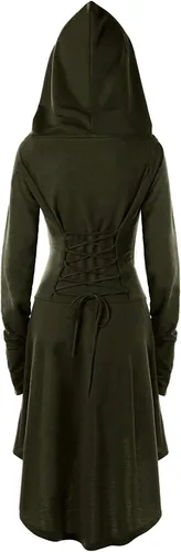 Vista 2 de Disfraz de capa renacentista Gemijack con capucha para mujer, de meter, vestido largo con capucha