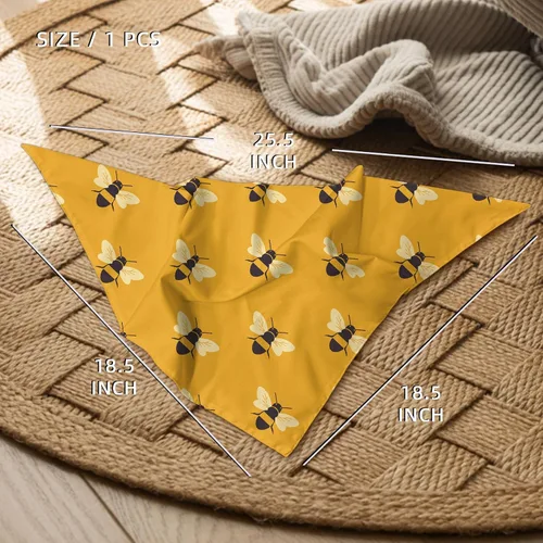 Vista 6 de Yellow Bees - Pañuelos para perro, bufanda de abeja de abeja, accesorios de disfraz para perros medianos y grandes