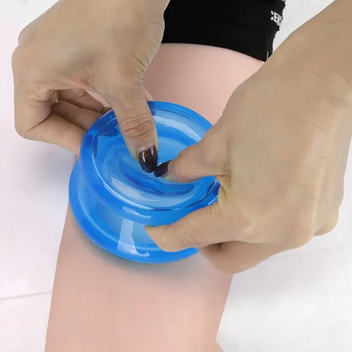 Vista 6 de Conjunto de terapia de ventosas de silicona, tazas de terapia de masaje azul y transparente