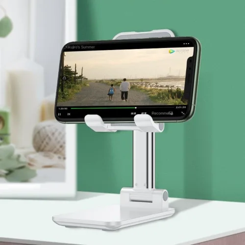 Vista 6 de Soportes ajustables negros para teléfono celular, soporte universal para teléfono portátil, soporte para tableta de escritorio para el hogar Blanco