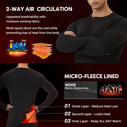 Vista 2 de CL convallaira Thermal Compression Shirts for Men, Long Johns Underwear Pant Tops and Bottoms Base Layer