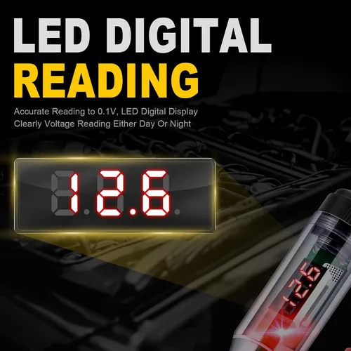 Vista 8 de Lámpara de Prueba Automotriz 5-90V Probador de Circuito LED Digital con Pantalla de Voltaje, Probador de Luz Bidireccional Automático, Probador