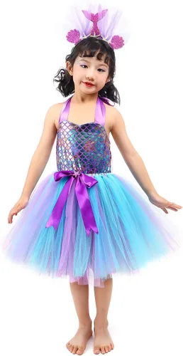 Vista 2 de Tutu Dreams Full Set Mermaid Dress for Girls Birthday Halloween Party Gifts Dress Up Clothes