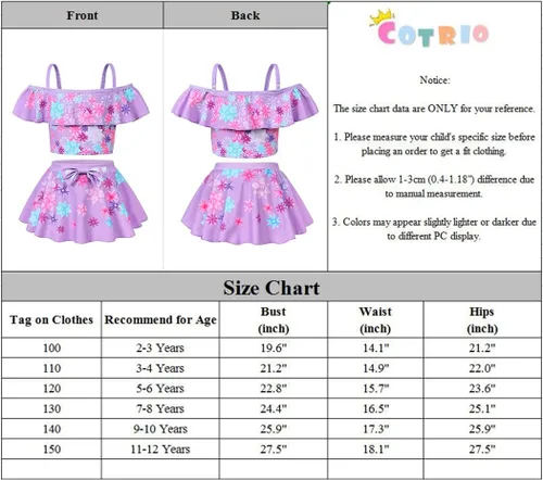 Vista 3 de COTRIO Trajes de baño para niñas, traje de baño de 2 piezas, Mirabel, Isabella, bikini Dolores, tankini Madrigal, traje de baño de aventura familiar