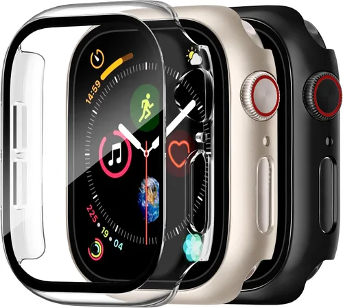 Vista 17 de Charlam - Funda de policarbonato duro compatible con Apple Watch de 38 mm, series 1, 2, 3, protector de pantalla integrado, ultradelgada, cobertura