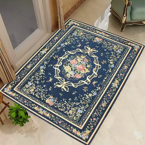 Vista 35 de UKELER Tapete antideslizante para puerta, alfombras de acento modernas para entrada, estilo romántico campestre americano, alfombras de algodón