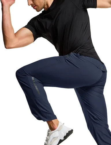 Vista 3 de CQR Pantalones de senderismo ligeros para hombre, pantalones deportivos reflectantes al aire libre, pantalones deportivos de entrenamiento