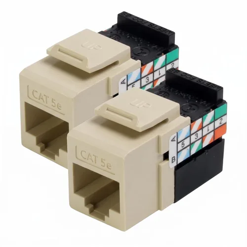 Vista 2 de Leviton Adaptador QuickPort de 8 cables Cat 5e, enchufe Jack, paquete de 10, 5G108-AW5, blanco
