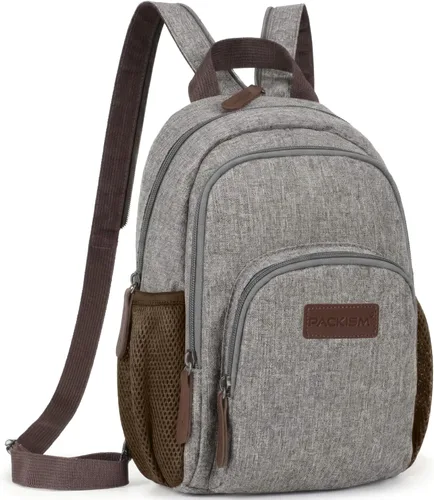 Vista 9 de PACKISM Mochila pequeña para mujer - Bolso bandolera convertible negro (Active Black)