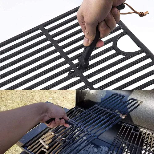 Vista 8 de AJinTeby Elevador de parrilla de hierro fundido universal para la mayoría de las parrillas de carbón, gas, compatible con parrillas BGE, se adapta a