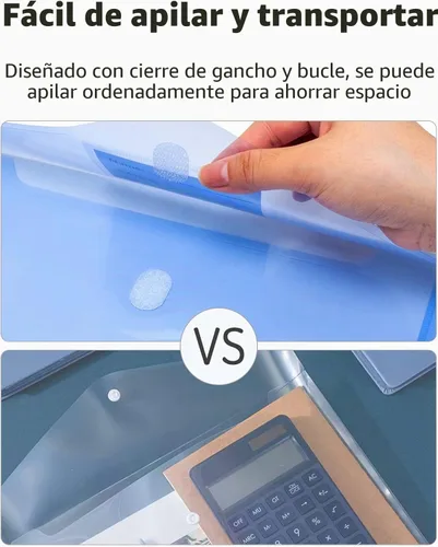 Vista 7 de Forvencer Carpeta de Bolsillo, 4X Capacidad Regular, 5 Paquetes de Carpetas de Plástico Super Pesadas con Cierre Hermético, Carpetas con Bolsillos