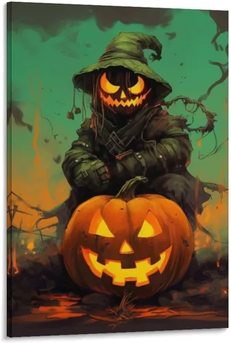 Vista 22 de HHGaoArt Lienzo gótico para pared, póster de fantasmas de Halloween, imagen espeluznante en lienzo