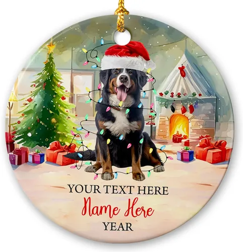 Vista 20 de Adorno de cerámica de Alaska Malamute de Feliz Navidad, decoración personalizada de Papá Noel, perro de Alaska Malamute nombre de perro, decoración