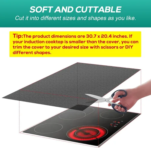 Vista 3 de PAWBOSE Alfombrilla de cocina de inducción de silicona resistente al calor, cubierta superior de estufa ignífuga para estufa eléctrica, protector