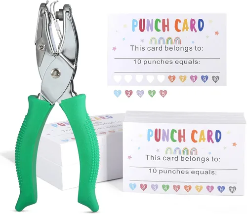 Vista 9 de Tarjetas de perforación, paquete de 200 tarjetas de recompensa con perforador, premio de incentivo de comportamiento para niños, tarjetas de lealtad