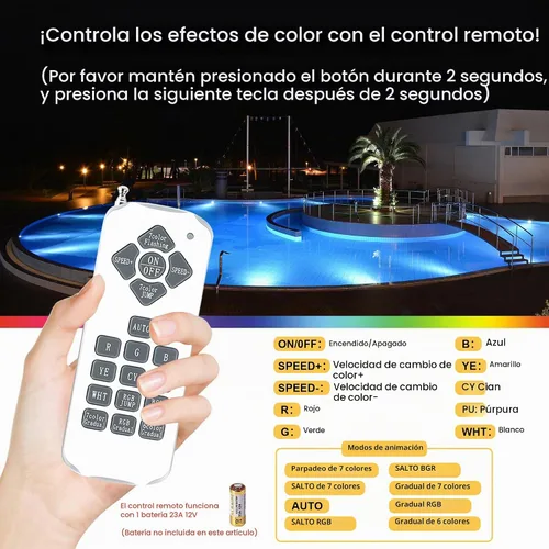 Vista 5 de Luces de piscina para piscina enterrada, luz LED de 1.5 pulgadas, luz de piscina y spa, IP68 impermeable, sin nicheles, AC12V, cable de 50 pies