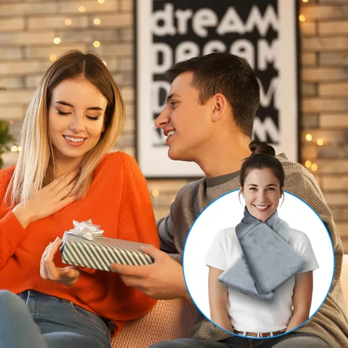 Vista 7 de Máscara térmica para ojos – Máscara de ojos para dormir con cuentas de arcilla congelable y apta para microondas, compresa caliente o fría, alivio