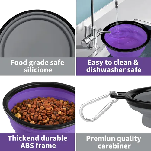 Vista 65 de COOYOO Cuenco plegable para perros, paquete de 2 cuencos plegables para agua para perros y gatos, plato portátil para alimentación de mascotas