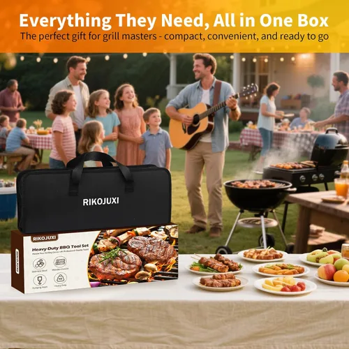 Vista 8 de Juego de accesorios para parrilla de 16 pulgadas, herramientas de accesorios para barbacoa de acero inoxidable resistente y accesorios para parrilla